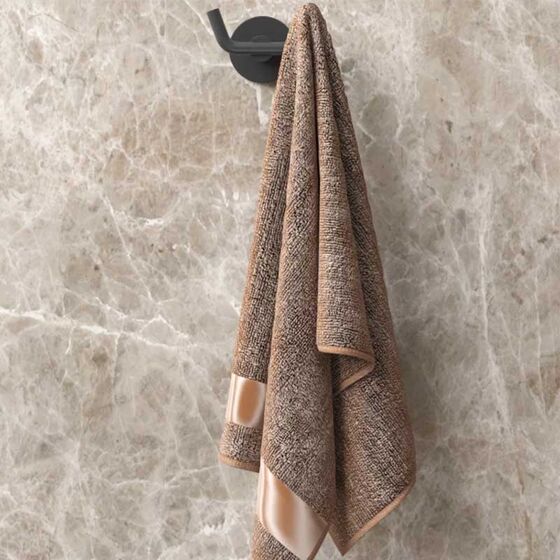 TEKNO-TEL Άγκιστρο-Κρεμάστρα 2 Θέσεων Μπάνιου 8x5x6cm Αλουμινίου Επιτοίχια με Βίδες Μαύρη Matte