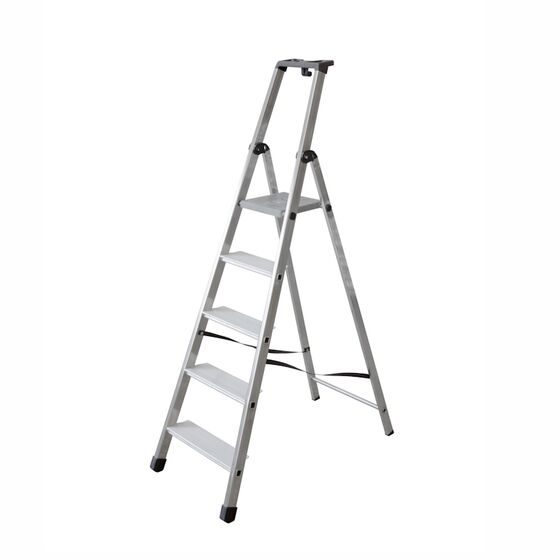 FACAL Ιταλίας Σκάλα Αλουμινίου 4+1 Επαγγελματική ΒΑΡΕΩΣ Τύπου Πάτημα Σκαλοπατιού 11cm Εργαλειοθήκη Ιμάντας Ασφαλείας 6.2kg MAX Αντοχή 150kg EN131 (TUV)
