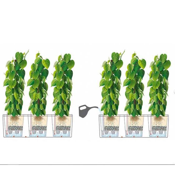 LECHUZA Trio 40 Cottage Ζαρντινιέρα 129.5x42x44cm Αυτοποτιζόμενη με 3 Κάδους Φύτευσης Μαύρο του Γραφίτη RATTAN Γερμανίας