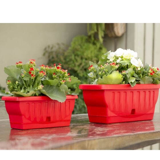 BAMA ITALY Ζαρντινιέρα Υψηλής Αντοχής 40.5x19x17.5cm 15lt με Αυτοποτιζόμενο Πιάτο 0.20kg Πλαστική Κόκκινη NATURA