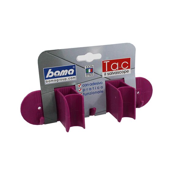 Κρεμάστρα Σκούπας Τοίχου με 3 Γάντζους Πλαστική 20x5x5cm με Βίδες Φούξια BAMA Ιταλίας