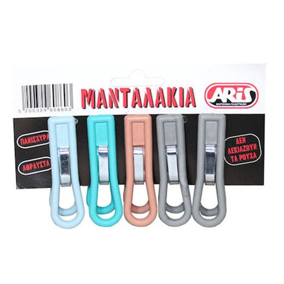Μανταλάκια Άθραυστα Πλαστικά με Μεταλλικό Ελατήριο 3x2.2x7cm Πολύχρωμα Σετ 5τμχ Ελλάδας
