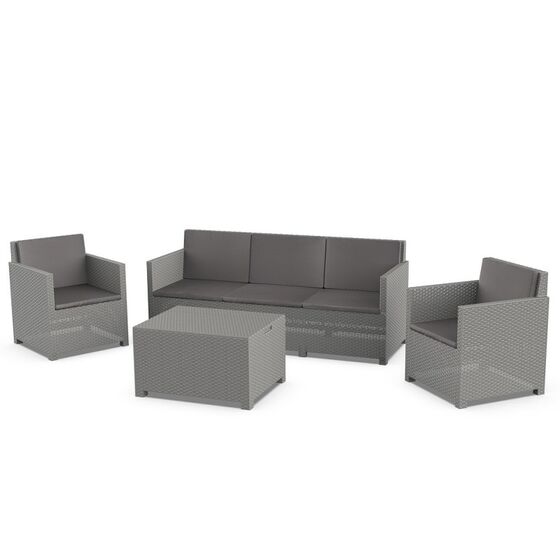 TOOMAX ITALY Καθιστικό-Σαλόνι Κήπου 5 Ατόμων + Τραπέζι Κήπου με Αποθηκευτικό Χώρο Πολυπροπυλένιο Rattan Taupe AURELIA 5 SEATS