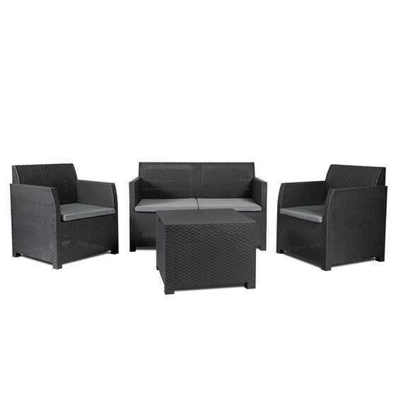 TOOMAX ITALY Καθιστικό-Σαλόνι Κήπου 4 Ατόμων + Τραπέζι Κήπου με Αποθηκευτικό Χώρο Πολυπροπυλένιο Rattan Ανθρακί ARTEMIDE 4 SEATS