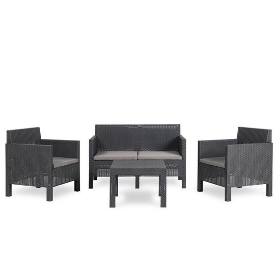 TOOMAX ITALY Καθιστικό-Σαλόνι Κήπου 4 Ατόμων + Τραπέζι Κήπου Πολυπροπυλένιο Rattan Ανθρακί PENELOPE 4 SEATS