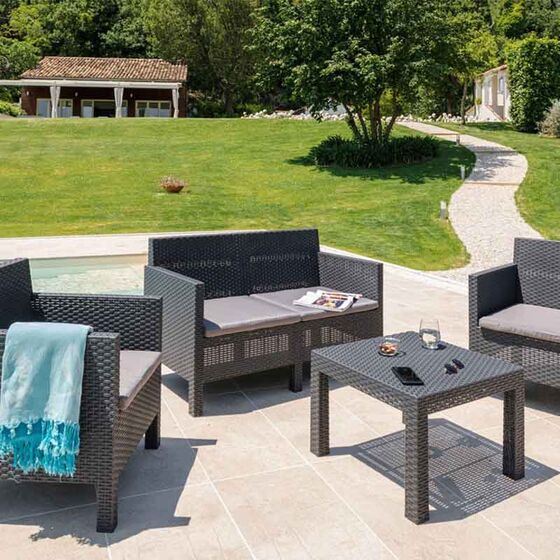 TOOMAX ITALY Καθιστικό-Σαλόνι Κήπου 4 Ατόμων + Τραπέζι Κήπου Πολυπροπυλένιο Rattan Ανθρακί PENELOPE 4 SEATS