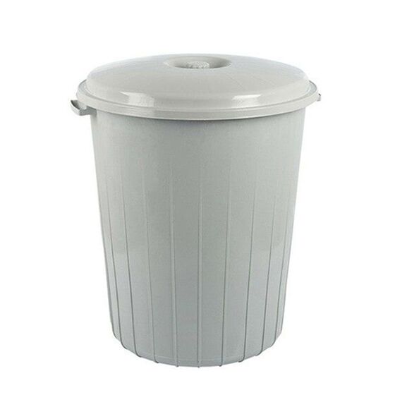 Kάδος Απορριμμάτων 50lt Ø42x49cm Πλαστικός με Καπάκι 1.05Kg Κουζίνας-Επαγγελματικός Γκρι Μπεζ