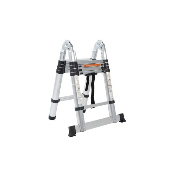 VESTA Διπλή Τηλεσκοπική Σκάλα 3.2m Αλουμινίου με 10 Σκαλιά Βάρος 11kg MAX Αντοχή 150kg EN131 1