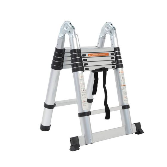 VESTA Διπλή Τηλεσκοπική Σκάλα 3.2m Αλουμινίου με 10 Σκαλιά Βάρος 11kg MAX Αντοχή 150kg EN131 1