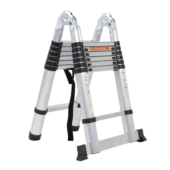 VESTA Διπλή Τηλεσκοπική Σκάλα 4.4m Αλουμινίου με 14 Σκαλιά Βάρος 15kg MAX Αντοχή 150kg EN131 1