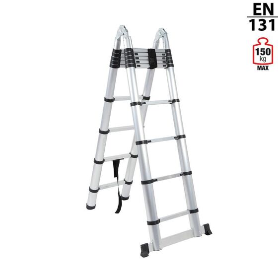 VESTA Διπλή Τηλεσκοπική Σκάλα 5.6m Αλουμινίου με 18 Σκαλιά Βάρος 19.5kg MAX Αντοχή 150kg EN131 3