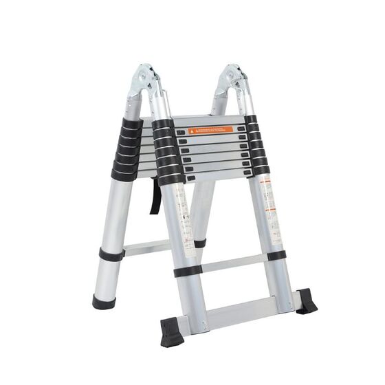 VESTA Διπλή Τηλεσκοπική Σκάλα 5m Αλουμινίου με 16 Σκαλιά Βάρος 17kg MAX Αντοχή 150kg EN131 1
