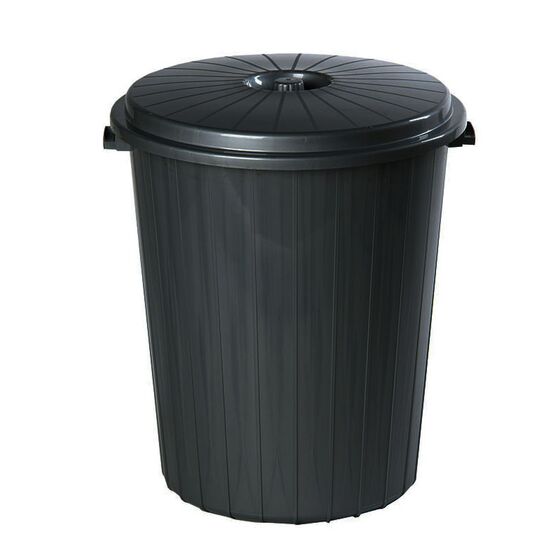 Kάδος Απορριμμάτων 70lt Ø44x54cm Πλαστικός με Καπάκι 1.3 Kg Κουζίνας-Επαγγελματικός Μαύρο