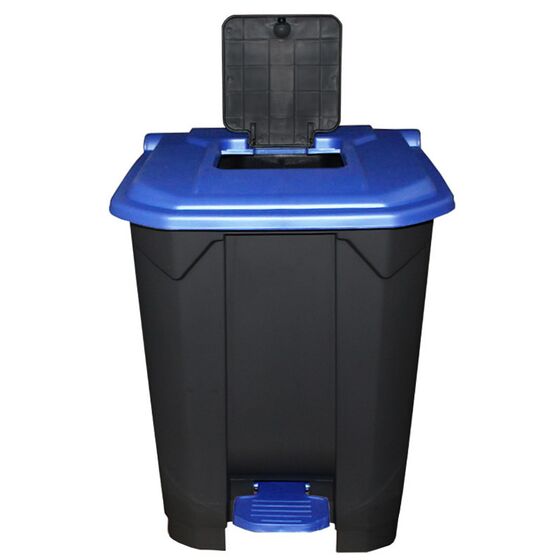 Κάδος Απορριμάτων 50lt 43x41x56cm Πλαστικός 3.8kg με Εσωτερικό Κάδο 36x29x47.5cm + Πεντάλ + Ρόδες + Μικρό Ανοιγόμενο Καπάκι Μαύρο - Μπλε