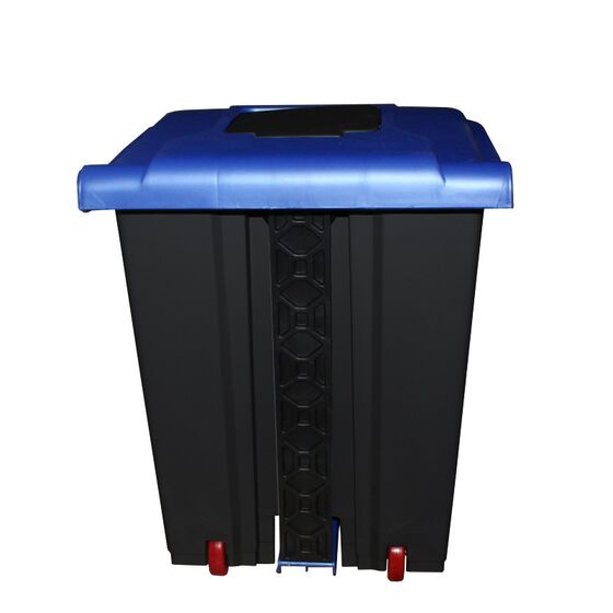 Κάδος Απορριμάτων 50lt 43x41x56cm Πλαστικός 3.8kg με Εσωτερικό Κάδο 36x29x47.5cm + Πεντάλ + Ρόδες + Μικρό Ανοιγόμενο Καπάκι Μαύρο - Μπλε