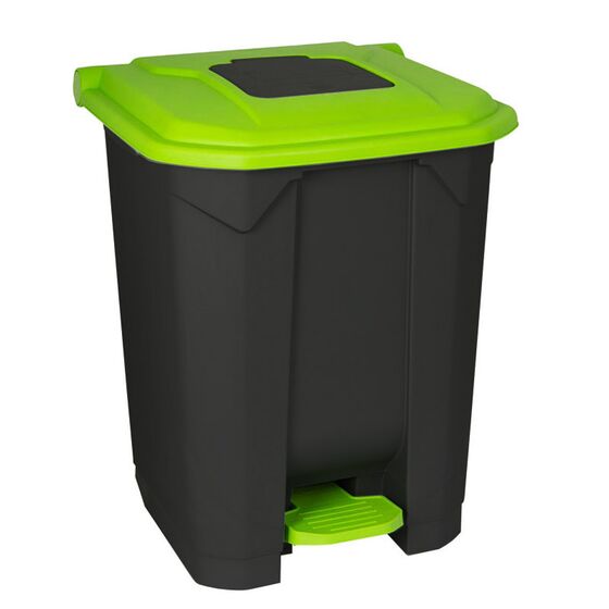 Κάδος Απορριμάτων 50lt 43x41x56cm Πλαστικός 3.8kg με Εσωτερικό Κάδο 36x29x47.5cm + Πεντάλ + Ρόδες +  Μικρό Ανοιγόμενο Καπάκι Μαύρο - Πράσινο