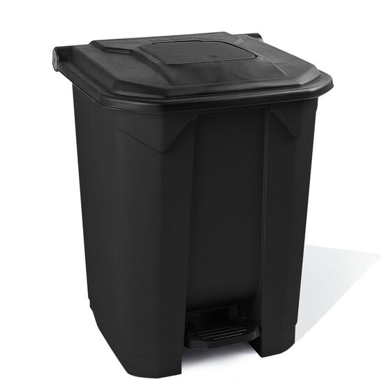 Κάδος Απορριμάτων 50lt 43x41x56cm Πλαστικός 3.8kg με Εσωτερικό Κάδο 36x29x47.5cm + Πεντάλ + Ρόδες + Μικρό Ανοιγόμενο Καπάκι Μαύρο - Μαύρο