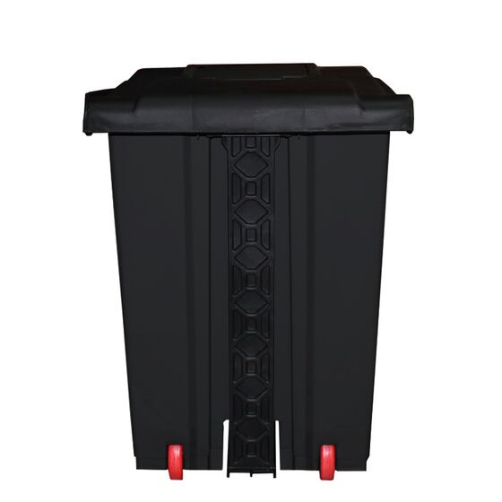 Κάδος Απορριμάτων 50lt 43x41x56cm Πλαστικός 3.8kg με Εσωτερικό Κάδο 36x29x47.5cm + Πεντάλ + Ρόδες + Μικρό Ανοιγόμενο Καπάκι Μαύρο - Μαύρο