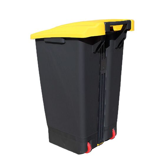 Κάδος Απορριμάτων 50lt 39x49x67cm 2.93kg  Πλαστικός Επαγγελματικός/Οικιακός με Ρόδες και Χειρολαβή Μαύρο - Κίτρινο