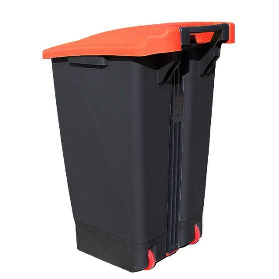 Κάδος Απορριμάτων 50lt 39x49x67cm 2.93kg Πλαστικός Επαγγελματικός/Οικιακός με Ρόδες και Χειρολαβή Μαύρο - Κόκκινο