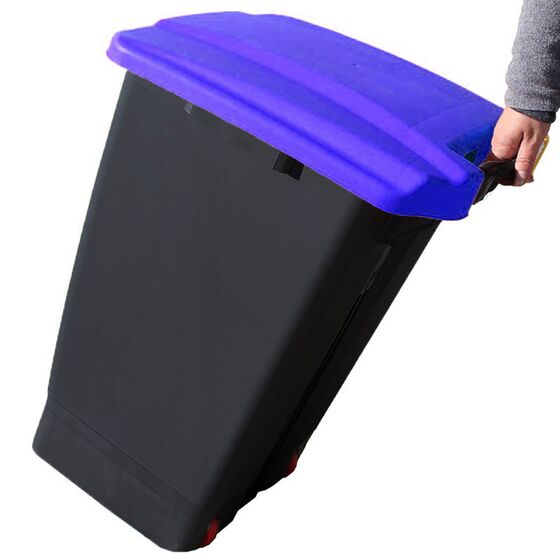 Κάδος Απορριμάτων 70lt 44x52x73cm 3.7kg Πλαστικός Επαγγελματικός/Οικιακός με Ρόδες και Χειρολαβή Μαύρο - Μπλε