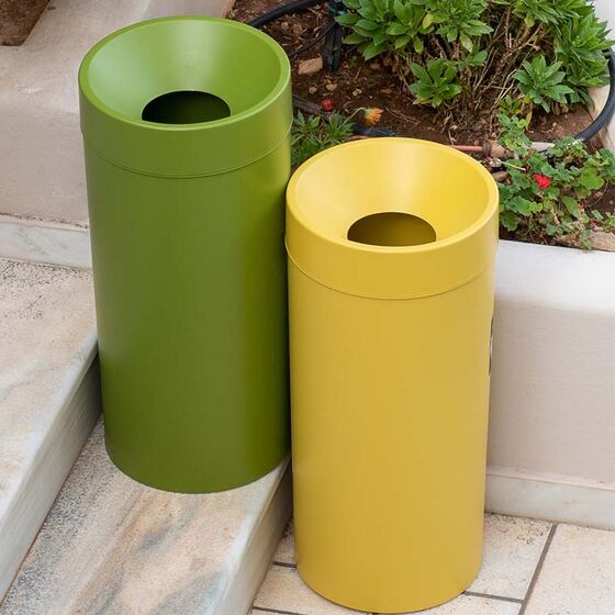 VIOMES Ελλάδας Κάδος Απορριμμάτων/Ανακύκλωσης 36lt Ø30x65cm Πλαστικός με Άνοιγμα Ø12.5cm στο Καπάκι Βασιλικός