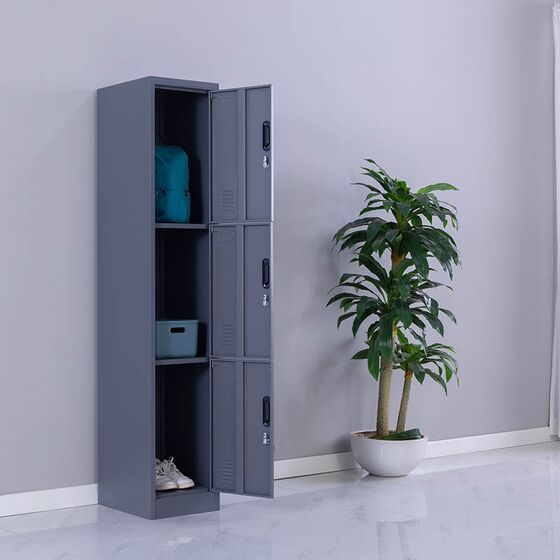 STEELEN Μεταλλική Ντουλάπα - Φοριαμός (Locker) 38x45x180cm ΧΩΡΙΣ ΠΟΔΙΑ 3 Αποθηκευτικοί Χώροι 22kg Πάχος 0.4mm Χωρίς Πόδια Ανθρακί Ματ