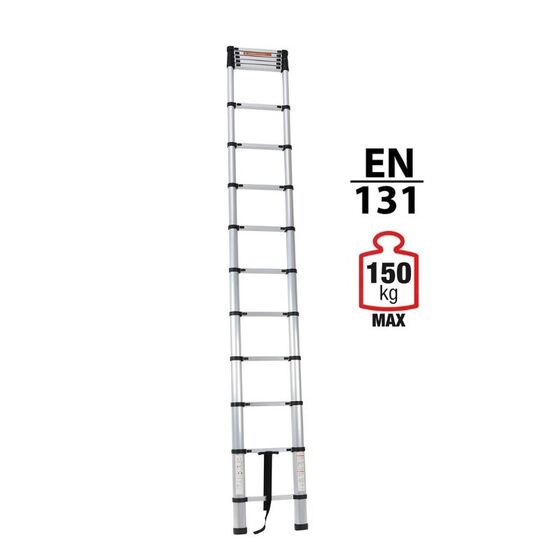 Τηλεσκοπική Σκάλα 4.4m Αλουμινίου με 15 Σκαλιά Βάρος 12.1kg MAX Αντοχή 150kg EN131 2