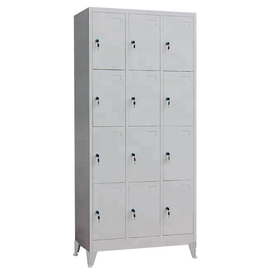 STEELEN Μεταλλική Ντουλάπα - Φοριαμός (Locker) 90x40x195cm 12 Θέσεων με Ρυθμιζόμενα Πόδια Πάχος 0.4mm 42kg Γκρι Ανοικτό