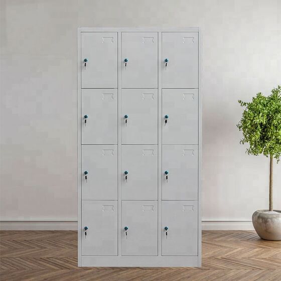 STEELEN Μεταλλική Ντουλάπα - Φοριαμός (Locker) 90x40x185cm 12 Θέσεων ΧΩΡΙΣ ΠΟΔΙΑ Πάχος 0.4mm 42kg Γκρι Ανοικτό