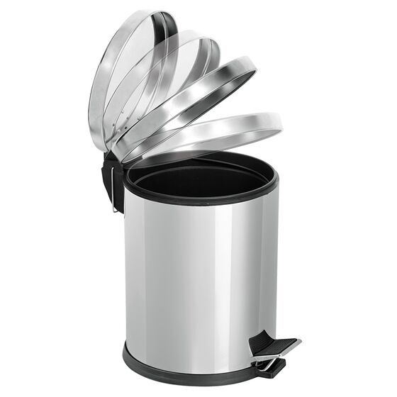 VESTA Κάδος Μπάνιου 5lt με Πεντάλ Soft Close Ø20.5x28cm Ανοξείδωτο Ατσάλι (ΙΝΟΧ) Γυαλιστερό Ασημί