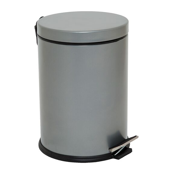 VESTA Κάδος Μπάνιου 5lt με Πεντάλ Ø20.5x28cm Μεταλλικός Γκρι