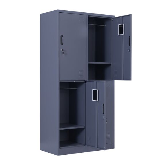 STEELEN Μεταλλική Ντουλάπα - Φοριαμός (Locker) 90x45x180cm 4 Θέσεων Πάχος 0.4mm 46kg ΧΩΡΙΣ ΠΟΔΙΑ Ανθρακί Ματ ΧΩΡΙΣ ΠΟΔΙΑ