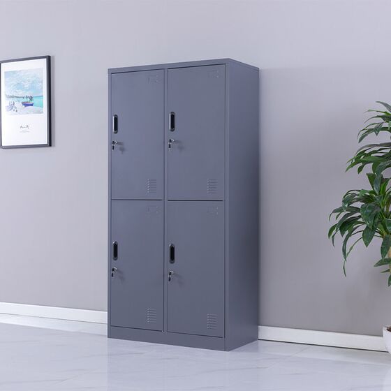 STEELEN Μεταλλική Ντουλάπα - Φοριαμός (Locker) 90x45x180cm 4 Θέσεων Πάχος 0.4mm 46kg ΧΩΡΙΣ ΠΟΔΙΑ Ανθρακί Ματ ΧΩΡΙΣ ΠΟΔΙΑ