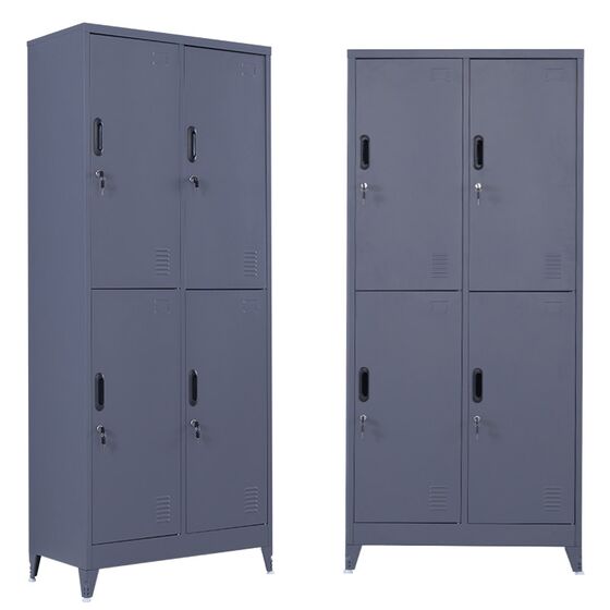 STEELEN Μεταλλική Ντουλάπα - Φοριαμός (Locker) 90x45x190cm 4 Θέσεων Πάχος 0.4mm με Ρυθμιζόμενα Πόδια 46kg Ανθρακί Ματ