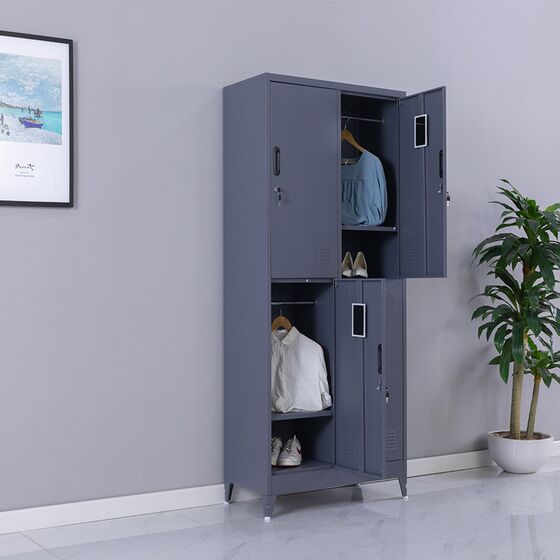 STEELEN Μεταλλική Ντουλάπα - Φοριαμός (Locker) 90x45x190cm 4 Θέσεων Πάχος 0.4mm με Ρυθμιζόμενα Πόδια 46kg Ανθρακί Ματ