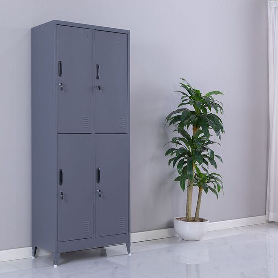 STEELEN Μεταλλική Ντουλάπα - Φοριαμός (Locker) 90x45x190cm 4 Θέσεων Πάχος 0.4mm με Ρυθμιζόμενα Πόδια 46kg Ανθρακί Ματ