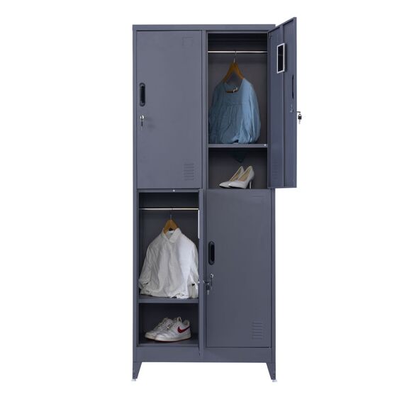 STEELEN Μεταλλική Ντουλάπα - Φοριαμός (Locker) 90x45x190cm 4 Θέσεων Πάχος 0.4mm με Ρυθμιζόμενα Πόδια 46kg Ανθρακί Ματ