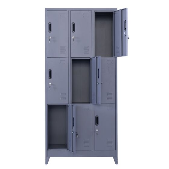 STEELEN Μεταλλική Ντουλάπα - Φοριαμός (Locker) 90x45x195cm 9 Ντουλάπια Πάχος 0.4mm με Ρυθμιζόμενα Πόδια 50kg Ανθρακί Ματ