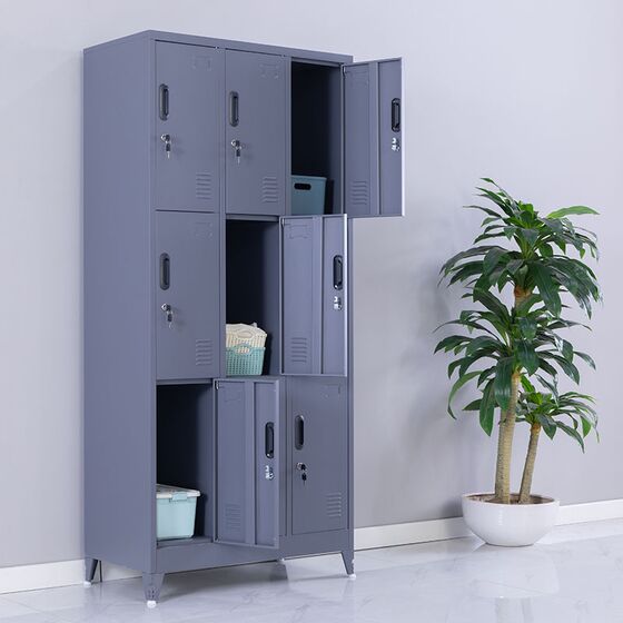 STEELEN Μεταλλική Ντουλάπα - Φοριαμός (Locker) 90x45x195cm 9 Ντουλάπια Πάχος 0.4mm με Ρυθμιζόμενα Πόδια 50kg Ανθρακί Ματ