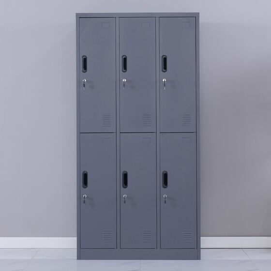 STEELEN Μεταλλική Ντουλάπα - Φοριαμός (Locker) 90x45x180cm 6 Ντουλάπια-12 Αποθηκευτικοί Χώροι Πάχος 0.4mm 48kg Χωρίς Πόδια Ανθρακί Ματ