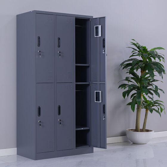 STEELEN Μεταλλική Ντουλάπα - Φοριαμός (Locker) 90x45x180cm 6 Ντουλάπια-12 Αποθηκευτικοί Χώροι Πάχος 0.4mm 48kg Χωρίς Πόδια Ανθρακί Ματ