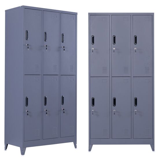 STEELEN Μεταλλική Ντουλάπα - Φοριαμός (Locker) 90x45x190cm 6 Ντουλάπια-12 Αποθηκευτικοί Χώροι Πάχος 0.4mm με Ρυθμιζόμενα Πόδια 48kg Ανθρακί Ματ