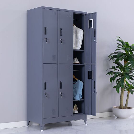 STEELEN Μεταλλική Ντουλάπα - Φοριαμός (Locker) 90x45x190cm 6 Ντουλάπια-12 Αποθηκευτικοί Χώροι Πάχος 0.4mm με Ρυθμιζόμενα Πόδια 48kg Ανθρακί Ματ