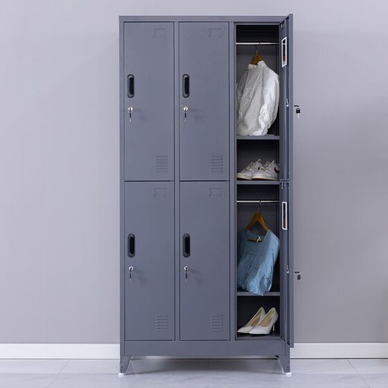 STEELEN Μεταλλική Ντουλάπα - Φοριαμός (Locker) 90x45x190cm 6 Ντουλάπια-12 Αποθηκευτικοί Χώροι Πάχος 0.4mm με Ρυθμιζόμενα Πόδια 48kg Ανθρακί Ματ