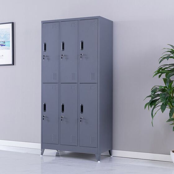 STEELEN Μεταλλική Ντουλάπα - Φοριαμός (Locker) 90x45x190cm 6 Ντουλάπια-12 Αποθηκευτικοί Χώροι Πάχος 0.4mm με Ρυθμιζόμενα Πόδια 48kg Ανθρακί Ματ