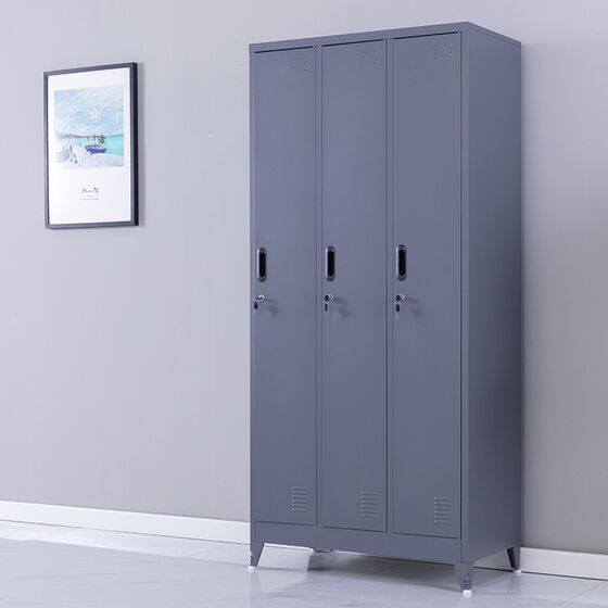 STEELEN Μεταλλική Ντουλάπα - Φοριαμός (Locker) 90x45x195cm 3φυλλη 51kg με Ρυθμιζόμενα Πόδια 9 Αποθηκευτικών Χώρων Πάχος 0.4mm Ανθρακί Ματ