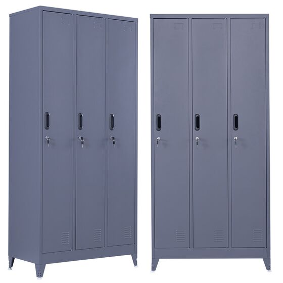 STEELEN Μεταλλική Ντουλάπα - Φοριαμός (Locker) 90x45x195cm 3φυλλη 51kg με Ρυθμιζόμενα Πόδια 9 Αποθηκευτικών Χώρων Πάχος 0.4mm Ανθρακί Ματ