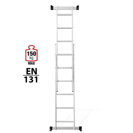 VESTA Σκαλωσιά-Σκάλα Αλουμινίου 2x6 Αναπτυσσόμενη 2.76m Διπλή-Σχήμα ''Λ'' με Βάση Στηρίγματος και Πλατφόρμα Ξύλινη με Αντηρίδες Ασφαλείας 15.2kg