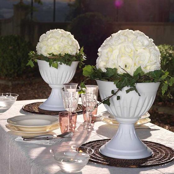 Ανθοστήλη/Γλάστρα Ø25x26.5cm Πλαστική Λευκή CALICE ALBA BAMA Ιταλίας